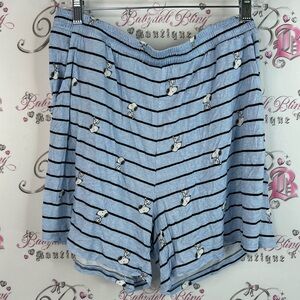 Snoopy peanuts shorts stripes white black Blue Striped Pajama Shorts Print
